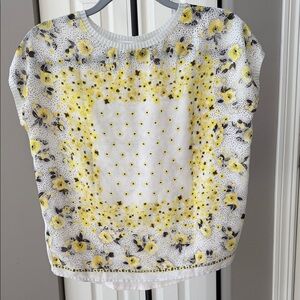 Promod Yellow Floral Pattern Blouse: M